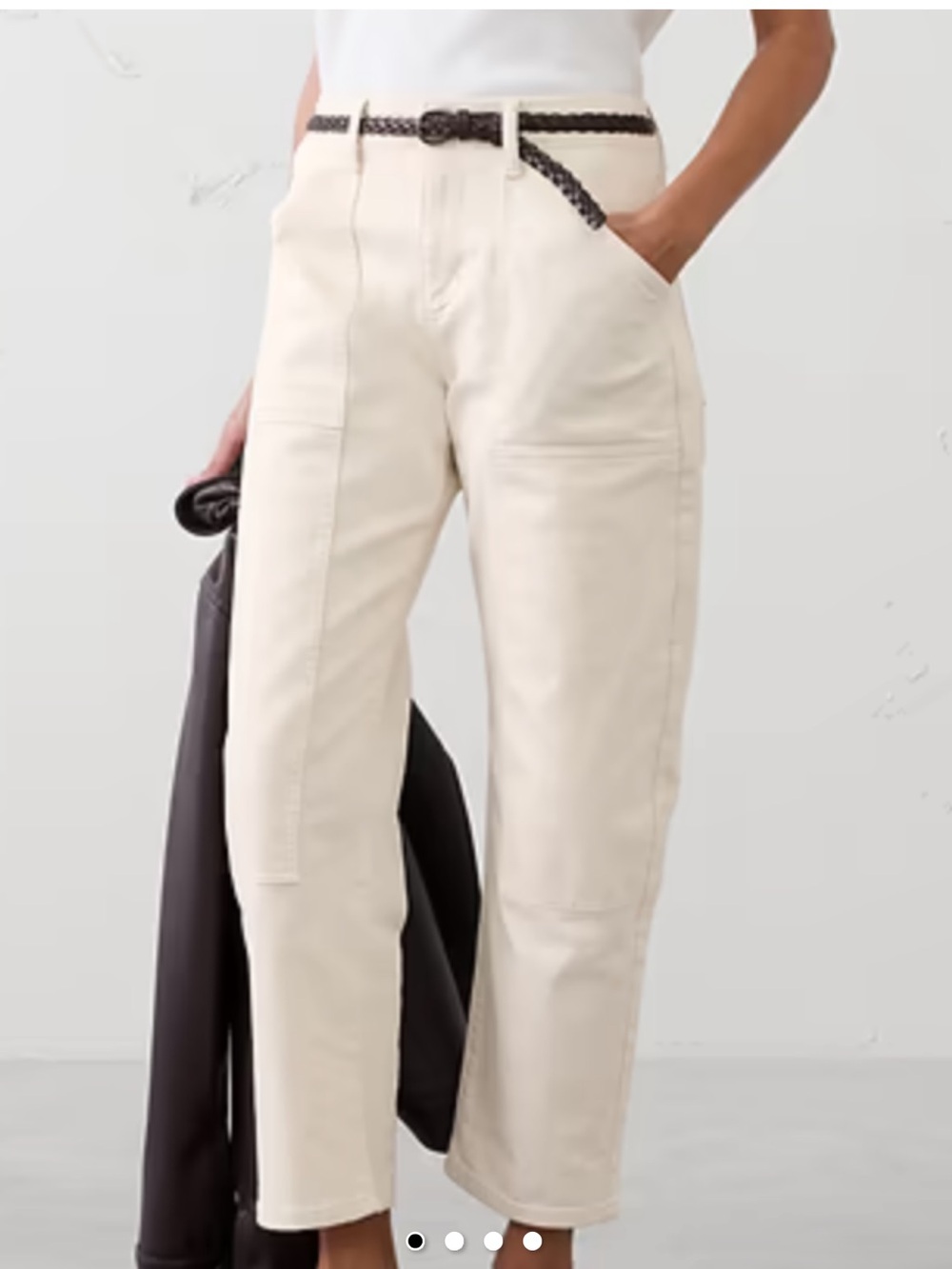 Banana Republic Barrel Leg Jeans Size 6 Ecru Cream Mid Rise Ankle Denim Pants